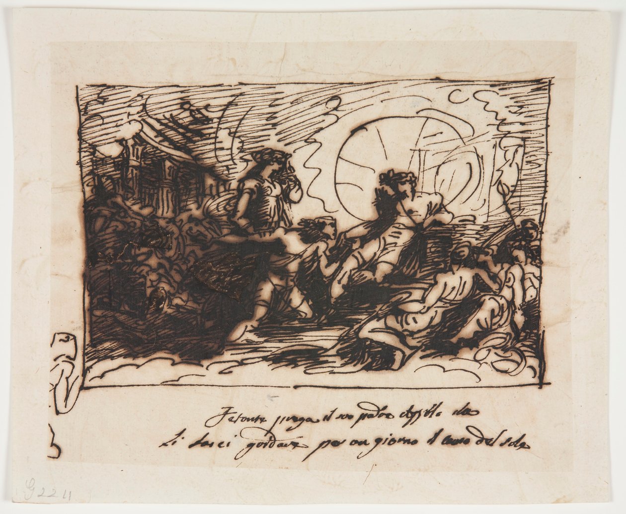 Phaeton beder Apollo om at køre solvognen af Felice Giani