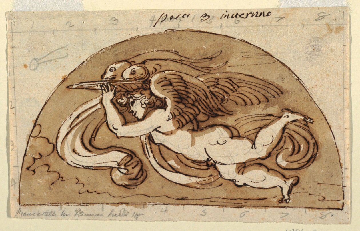 Fiskene, Lunette til loftet, Octagonal Room, Palazzo Milzetti, Faenza af Felice Giani