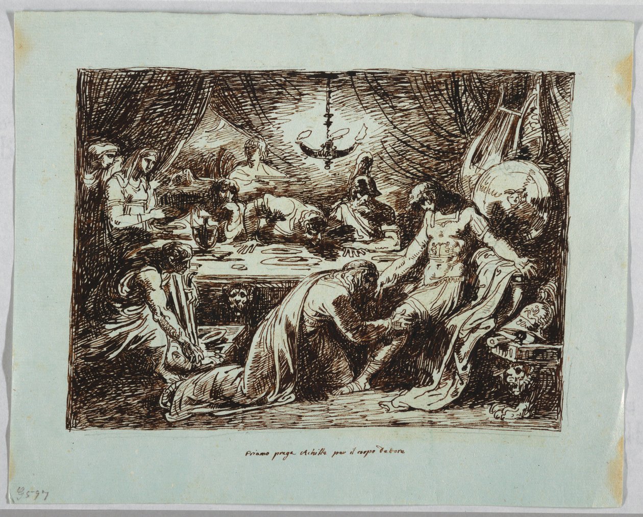 Priam i Achilleus telt af Felice Giani