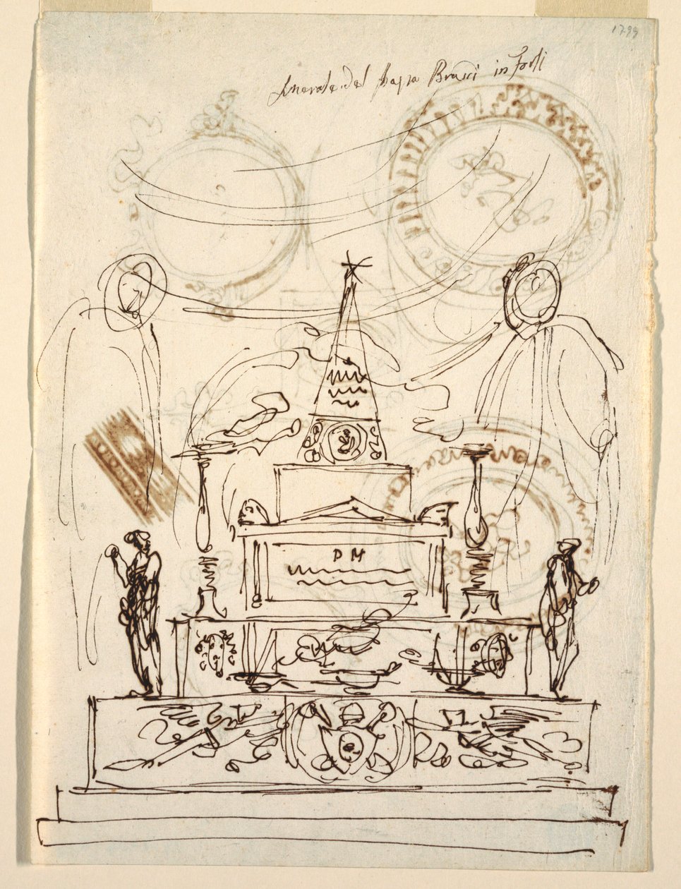 Projekt til et katafalke til begravelsestjenesten for pave Pius VI i Forli af Felice Giani