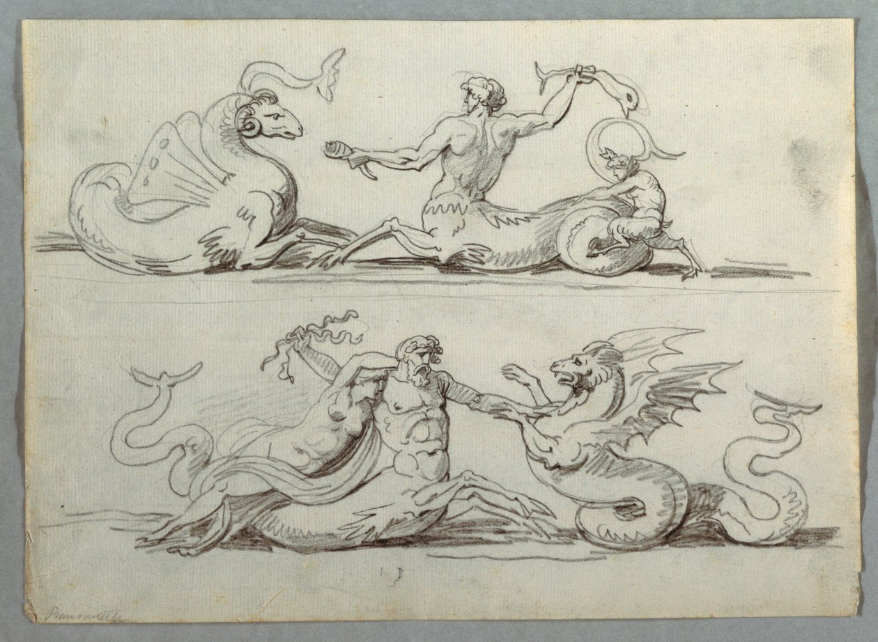 Sea Centaur kæmper mod havmonster af Felice Giani