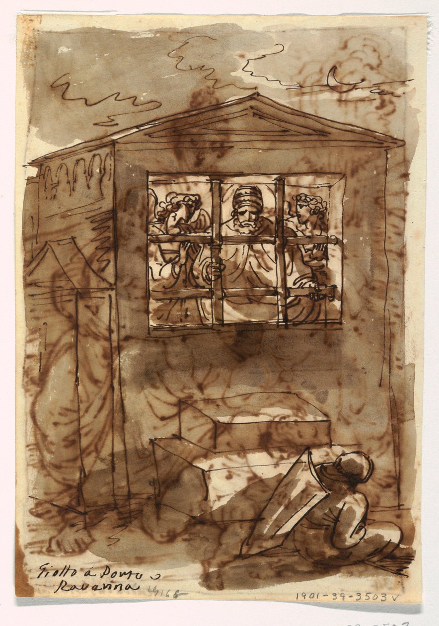 Skitsebog Folio, pave Sixtus II og diakon af Felice Giani
