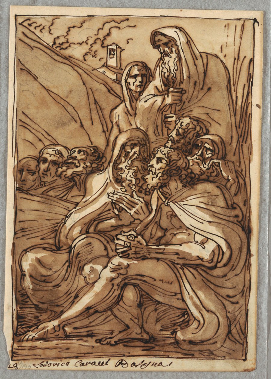 St. Anthony og Eremitterne, Studie efter Lodovico Carracci af Felice Giani