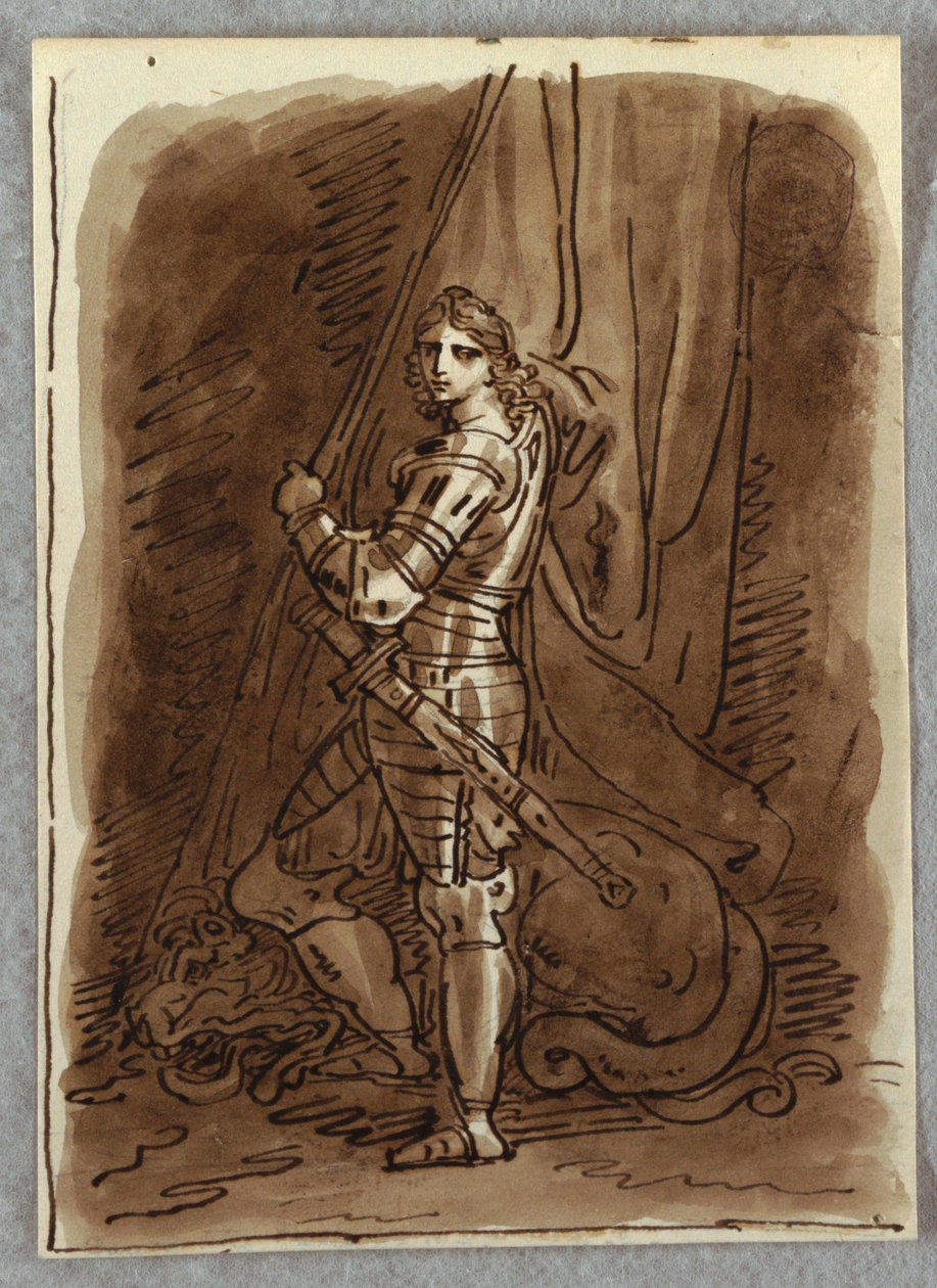 St. George, Detalje fra en polytich med jomfru på tronen, undersøgelse efter Dosso Dossi af Felice Giani