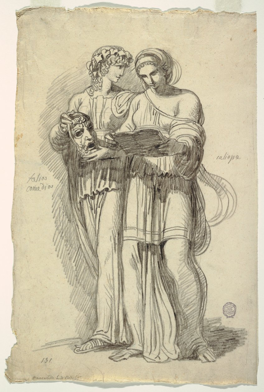 Thalia, Muse of Comedy og Calliope, Muse of Epic Poetry af Felice Giani