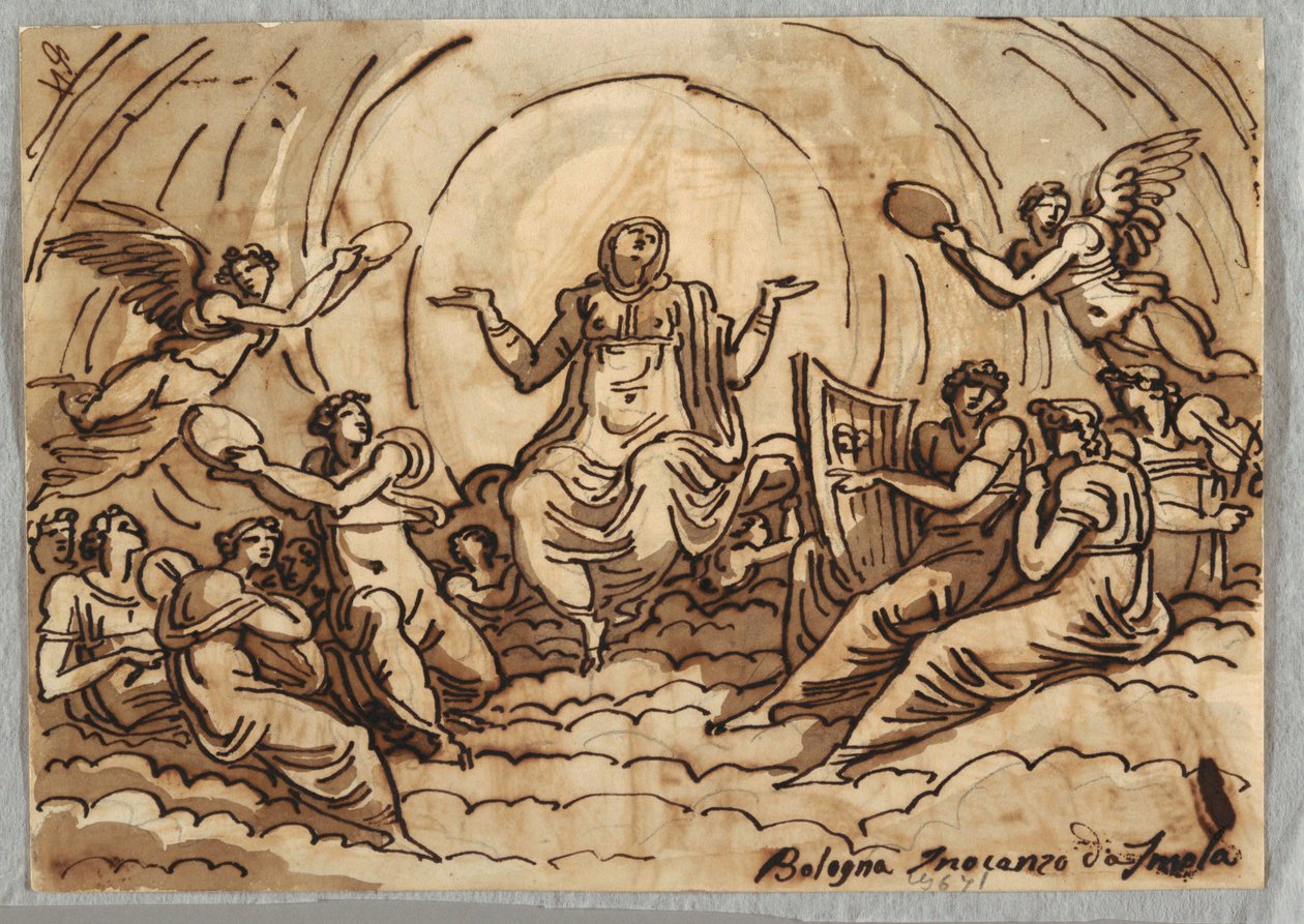 Virgin Ascending med Concert of Angels af Felice Giani