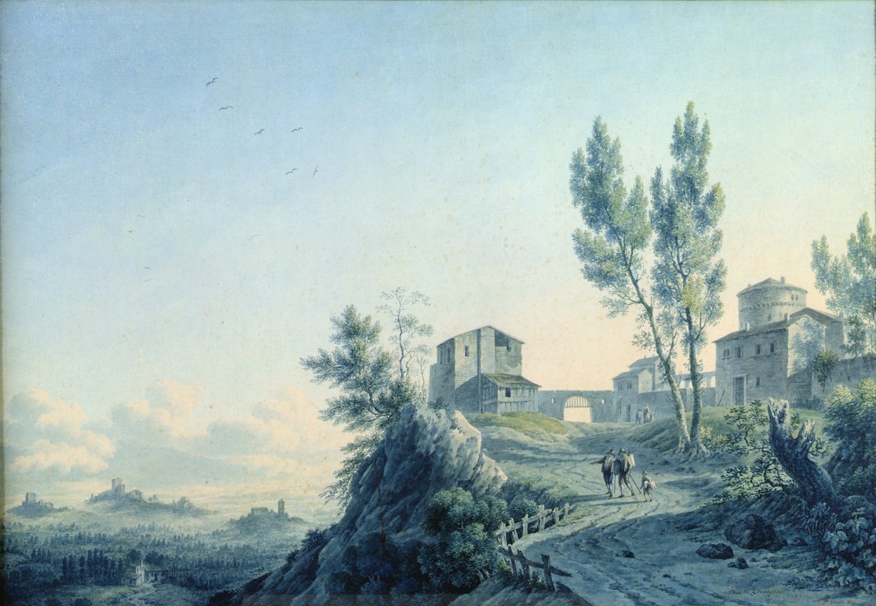 Lorenzetto Slot, Castagneto, 1803 (wc på papir) af Felice Marie Ferdinand Storelli