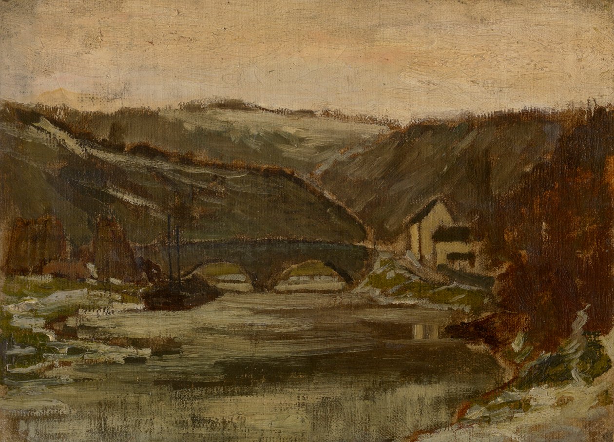 Bro over floden Lesse af Félicien Rops