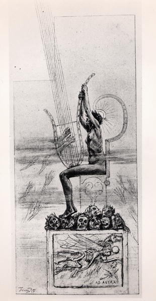 The Great Lyre, frontispice af digte af Stephane Mallarme (1842-98) af Félicien Rops