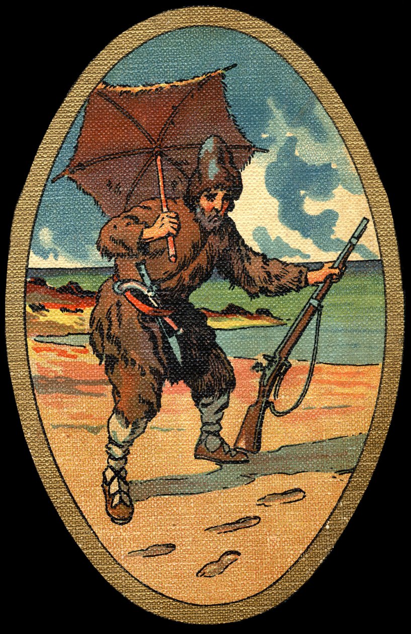 Robinson Crusoe: Illustration af Felician MYRBACH MYRBACH RHEINFELD (1853-1940) Til Daniel Defoes Bog (De foe) Robinson Crusoe. Ingen dato. Omkring 1934 af Felicien baron de Myrbach Rheinfeld