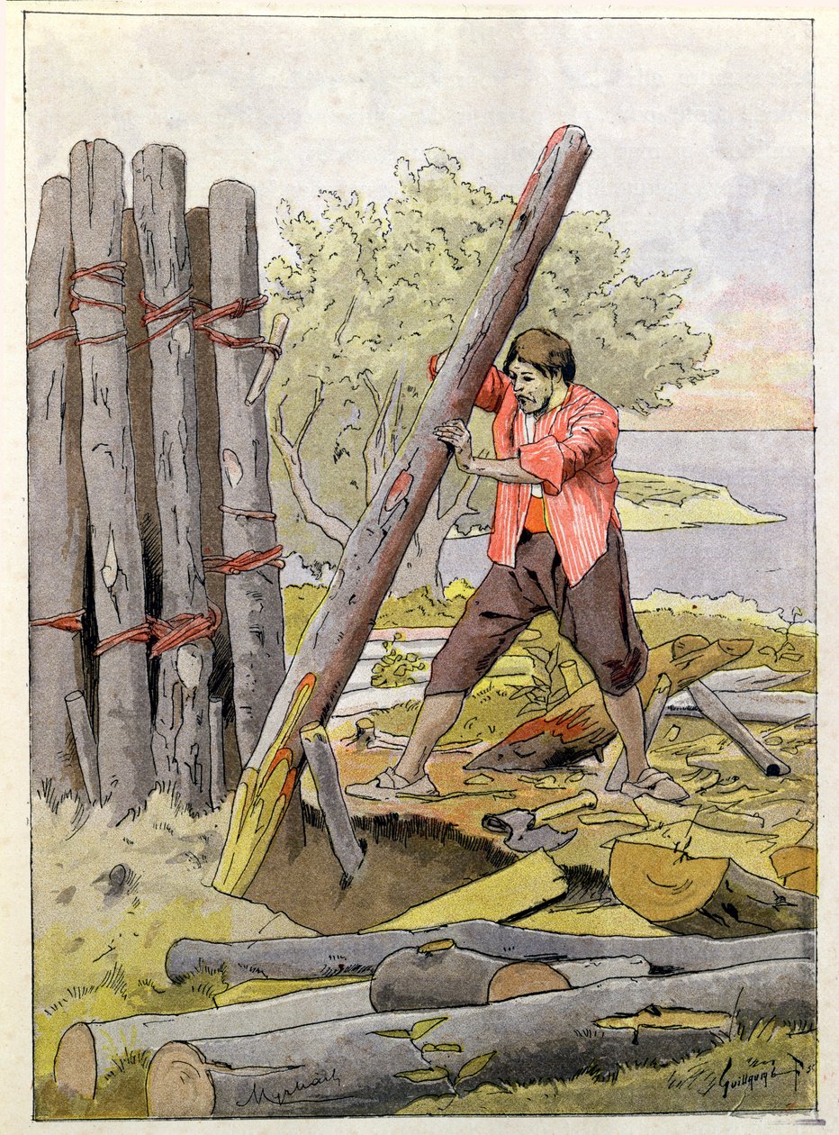 Robinson Crusoe bygger sin første bolig, 1930 af Felicien baron de Myrbach Rheinfeld