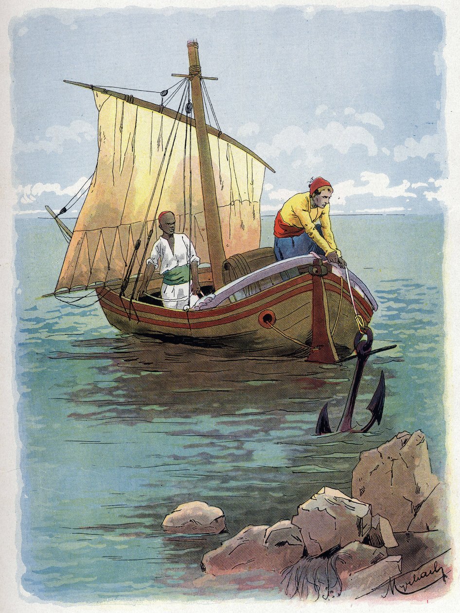 Robinson Crusoe flygter fra fangenskab. af Felicien baron de Myrbach Rheinfeld