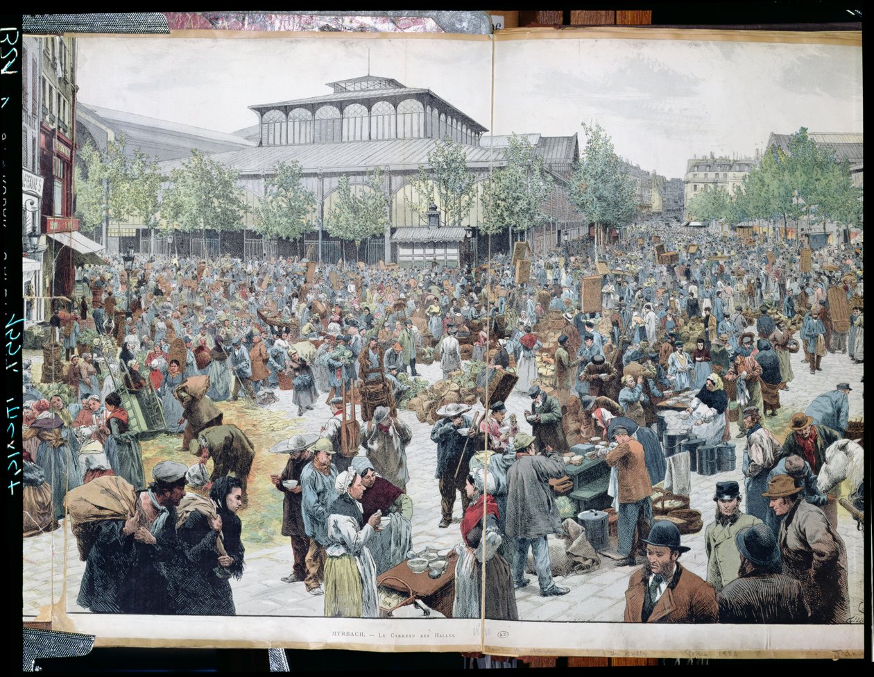 Udsigt over Les Halles, 1885 af Felicien baron de Myrbach Rheinfeld