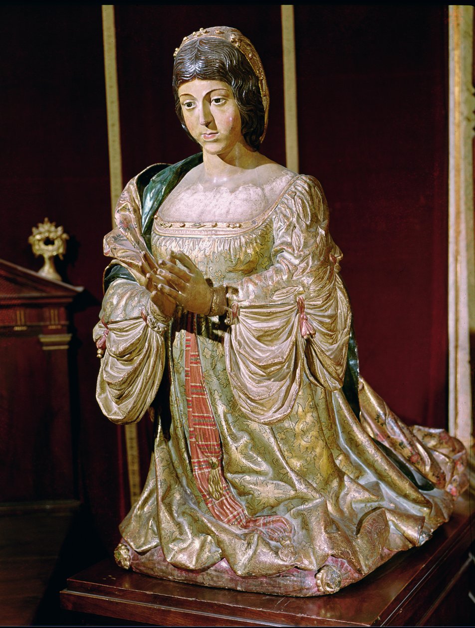 Isabella af Castilien (1451-1504) i bøn, 1520-22 (polykromt træ) af Felipe Bigarny or Vigarny