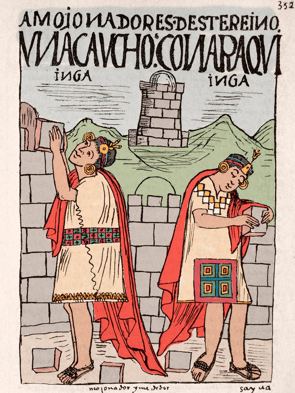 Blæktegning fra manuskriptet "" New Chronicle and Good Government"" af Don Felipe Puma de Ayala, der illustrerer inkaernes liv, omkring 1587 Lima, National Museum of Anthropology, Arqueo af Felipe Huaman Poma de Ayala