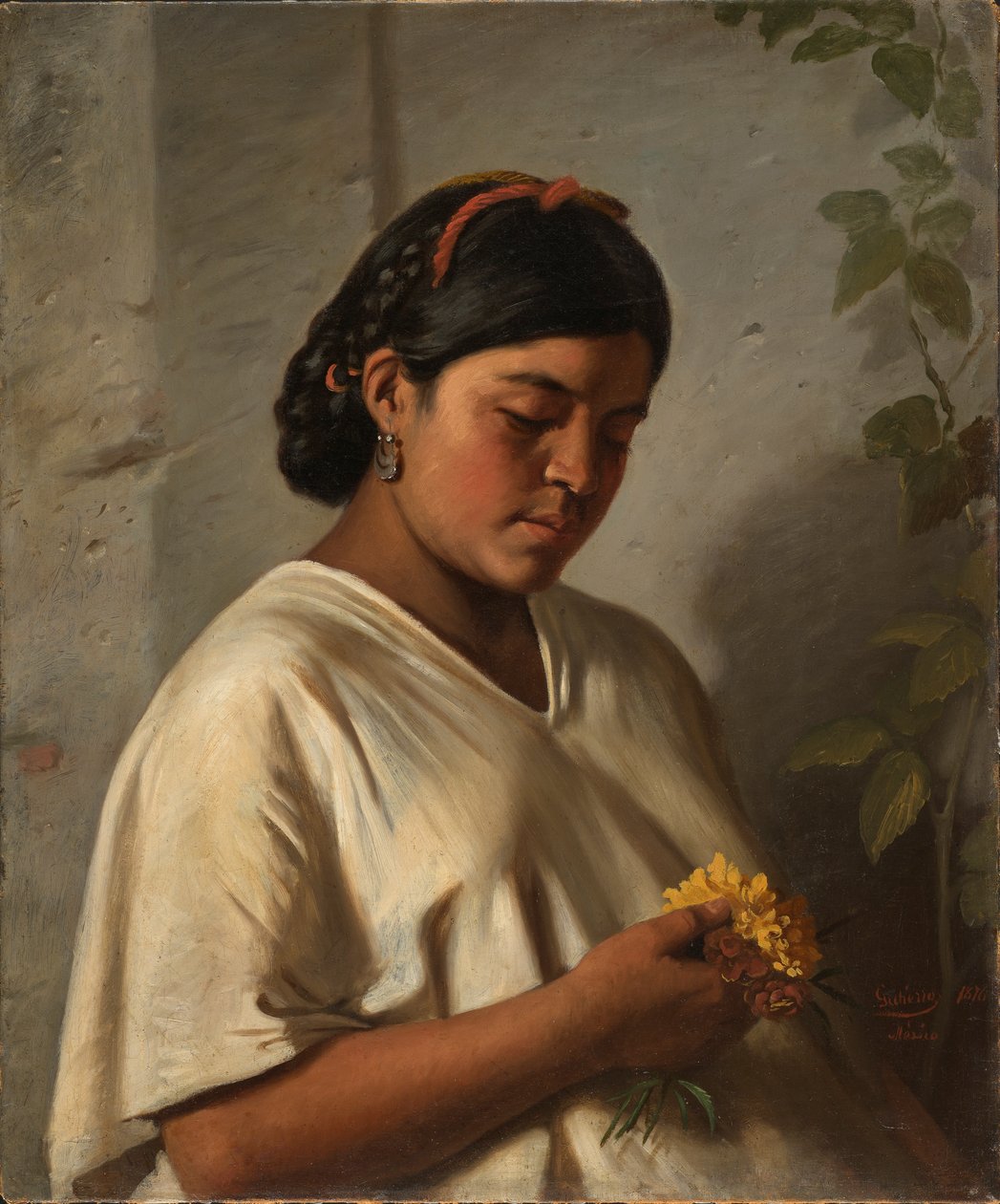 Indisk kvinde med morgenfrue, 1876 af Felipe Santiago Gutierrez