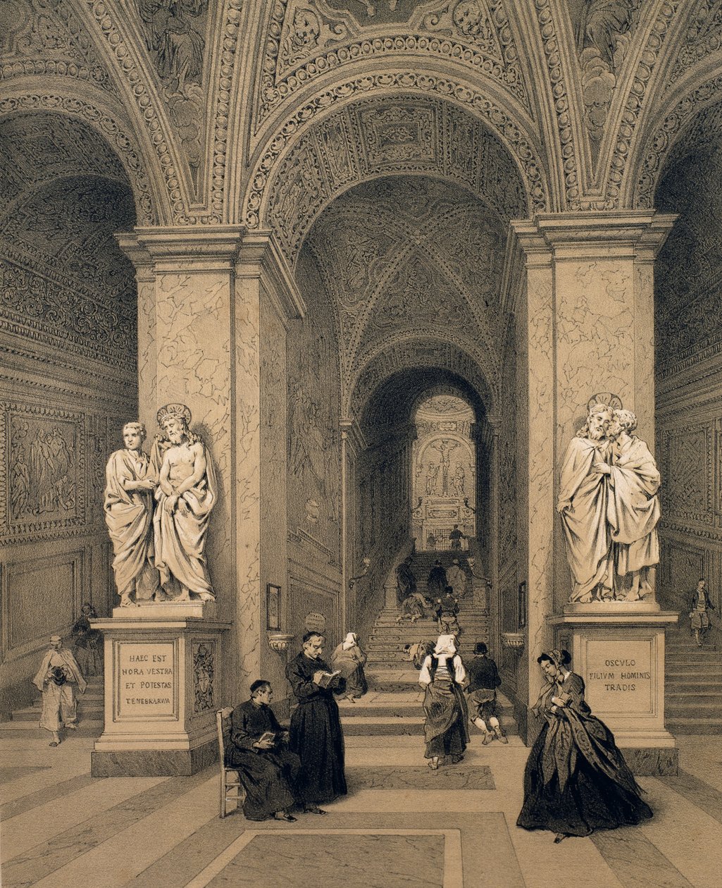 Den hellige trappe i Santi Sanctuary i Rom, illustration fra albummet 