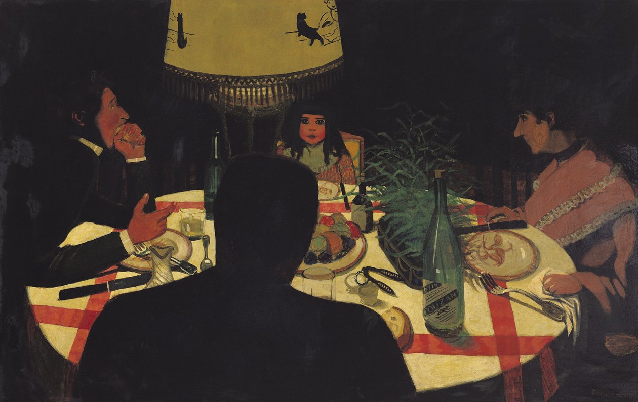 Middag ved Lamplight, 1899 af Felix Edouard Vallotton