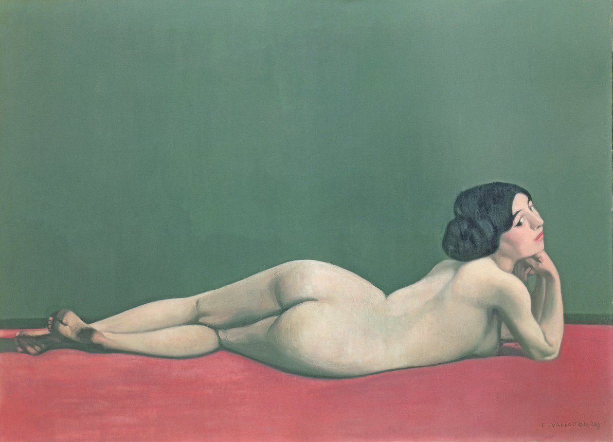 Nøgen strakt ud på et stykke stof af Felix Edouard Vallotton