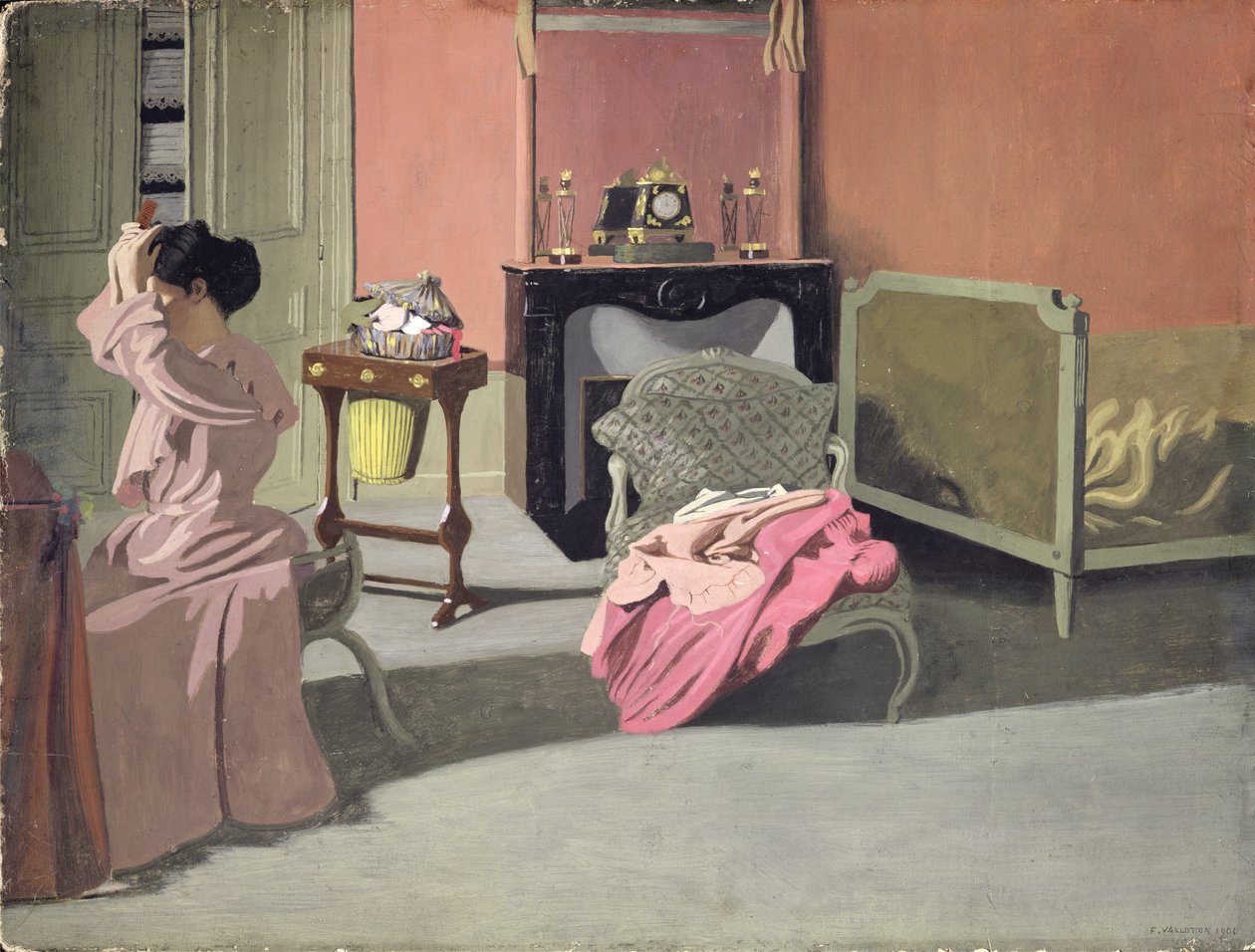 Kvinde, der laver sit hår, 1900 af Felix Edouard Vallotton