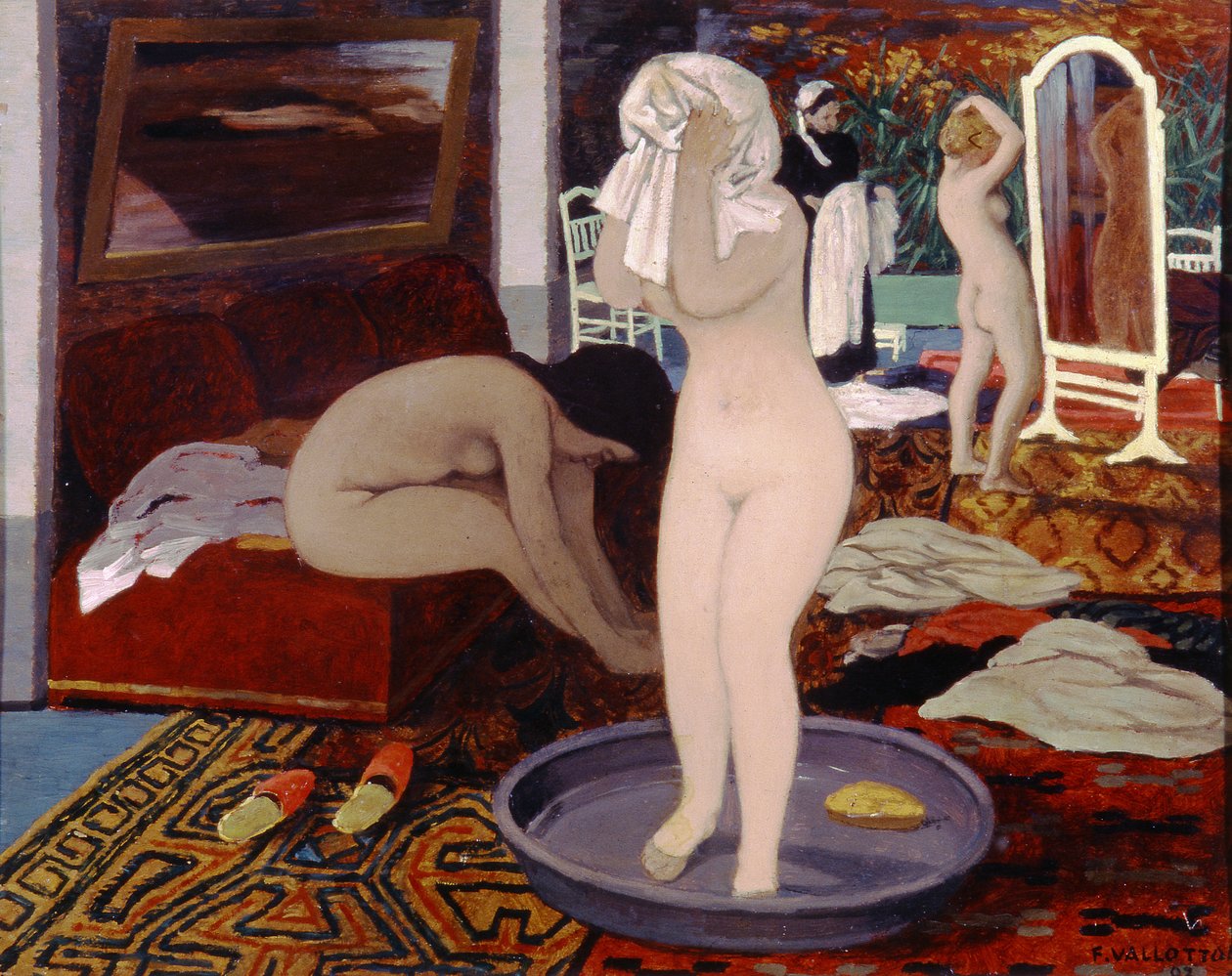 Kvinder ved deres toilet, 1897 (olie på pap) af Felix Edouard Vallotton