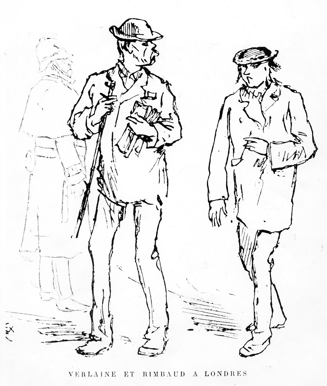 Paul Verlaine og Arthur Rimbaud i London, 1872 af Felix Regamey