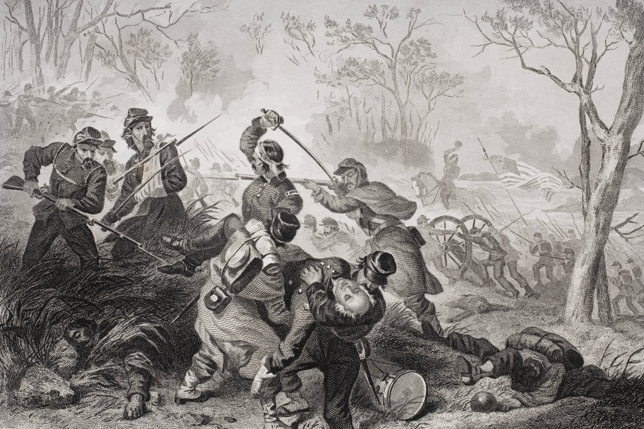Oberst Edward D. Bakers (1811-61) død ved slaget ved Balls Bluff, Virginia, 1861 af Felix Octavius Carr Darley
