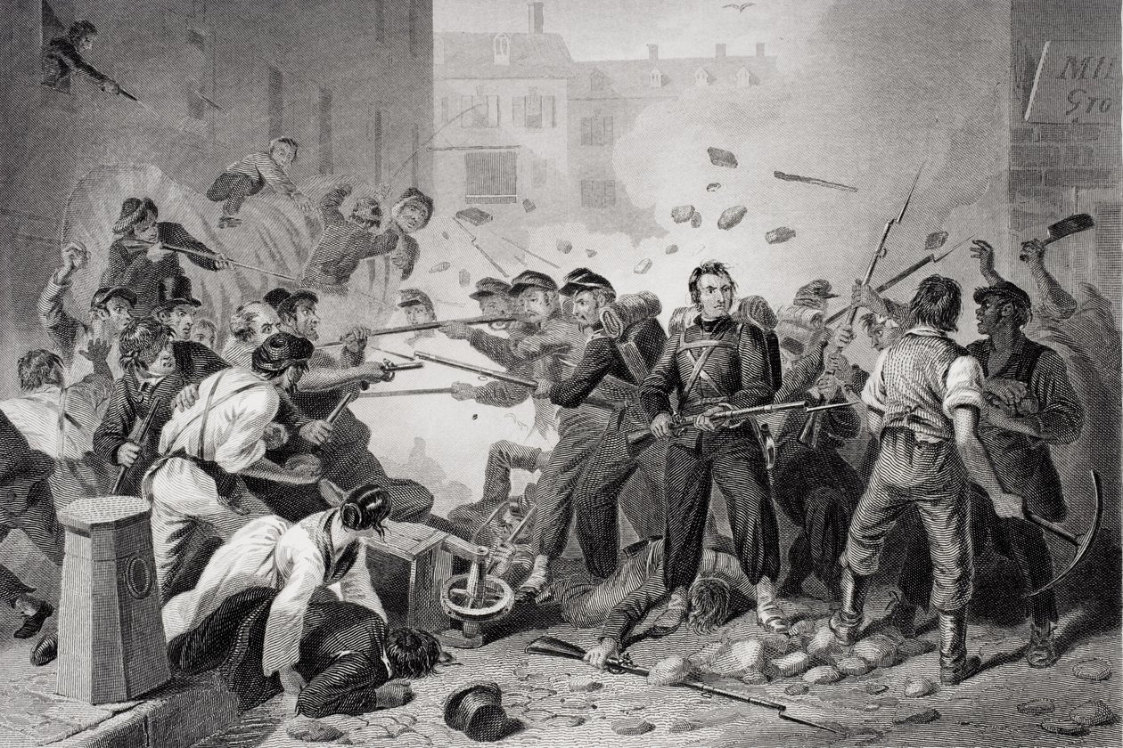 Massachusetts milits passerer gennem Baltimore, Pennsylvania, 1861 af Felix Octavius Carr Darley