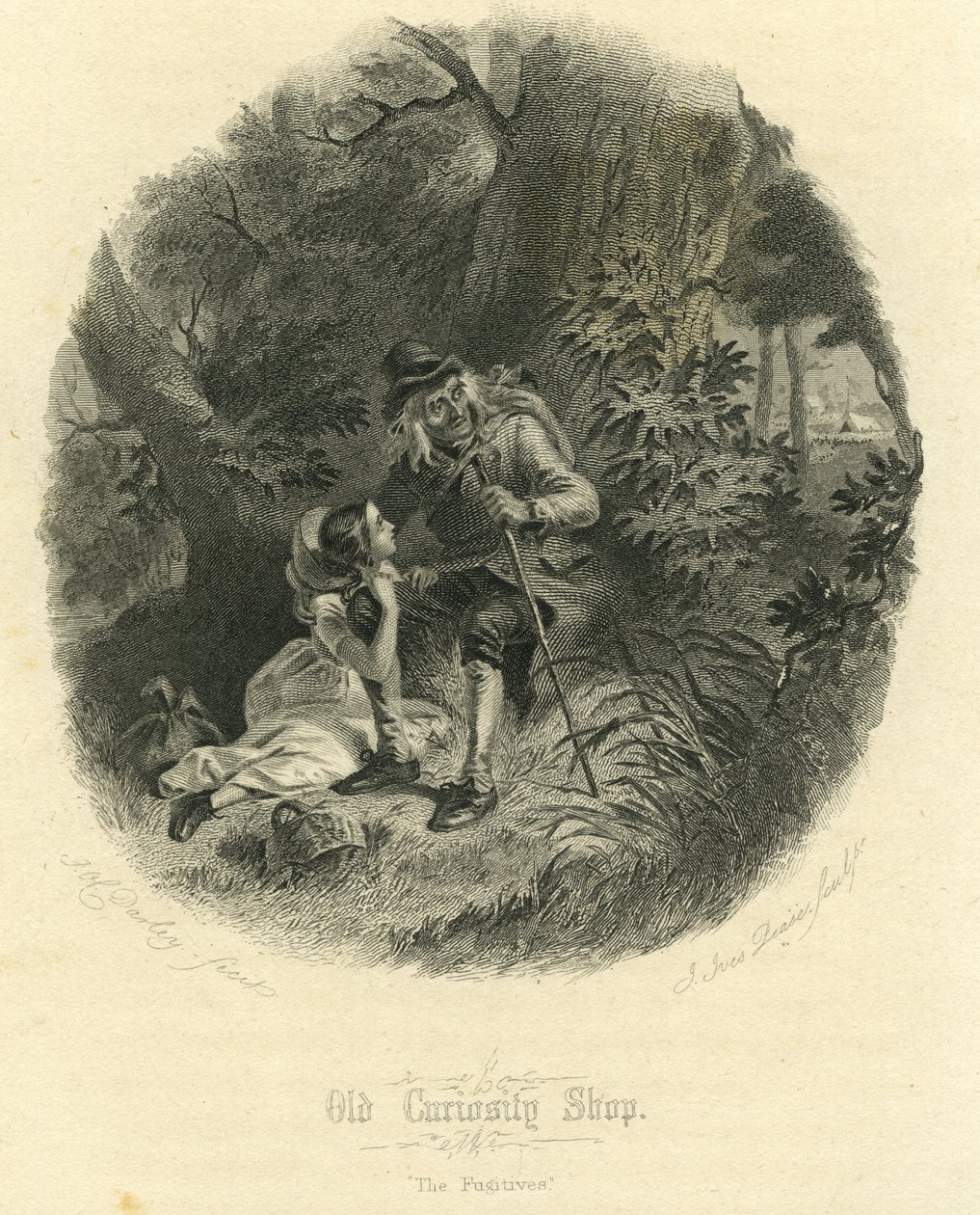 Old Curiosity Shop: The Fugitives, graveret af Joseph Ives Pease (1809-83), 1868 af Felix Octavius Carr Darley