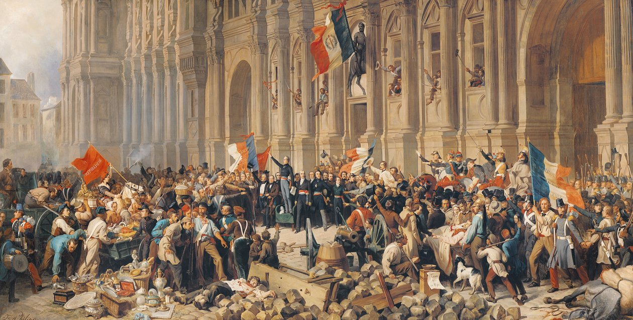 Lamartine afviser det røde flag i 1848 af Felix Philippoteaux
