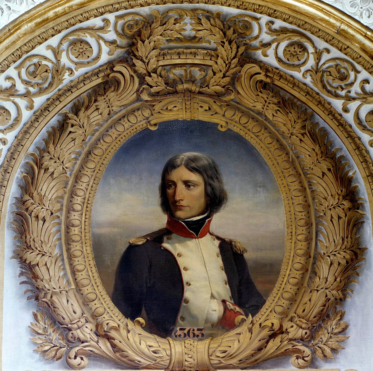 Portræt af Napoleon Bonaparte (1769-1821) i uniform som oberstløjtnant for den første bataljon af Korsika i 1792 Maleri af Henri-Felix-Emmanuel Philippoteaux (1815-1884) 1834 Søn. 0,8x0,6 m. af Felix (after) Philippoteaux
