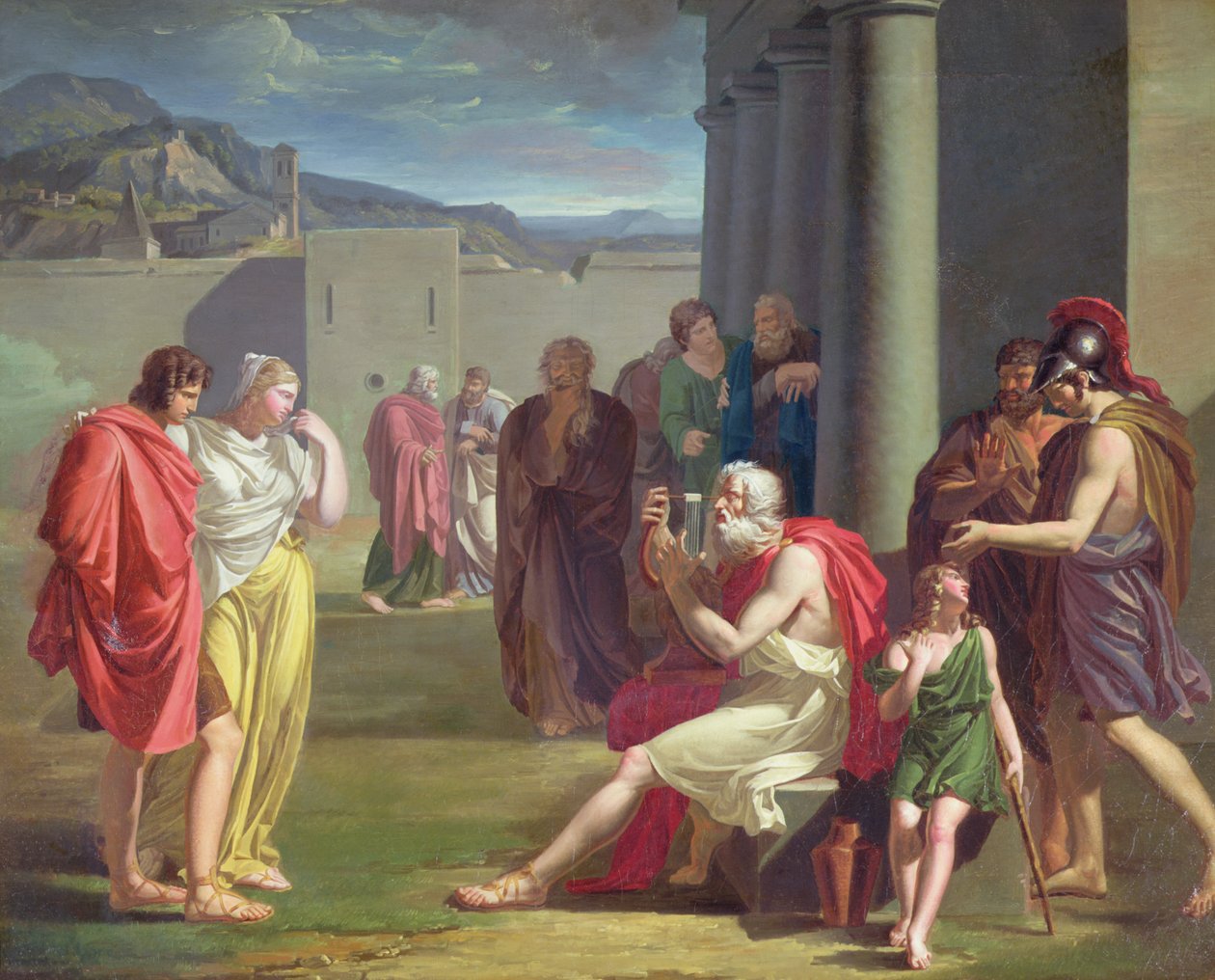 Homer synger med sin lyre, begyndelsen af det 19. århundrede af Felix Boisselier