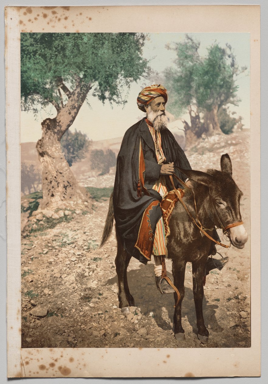 Syriske muslimske kvinder i Beirut, bydragt (mand på et æsel) af Félix Bonfils