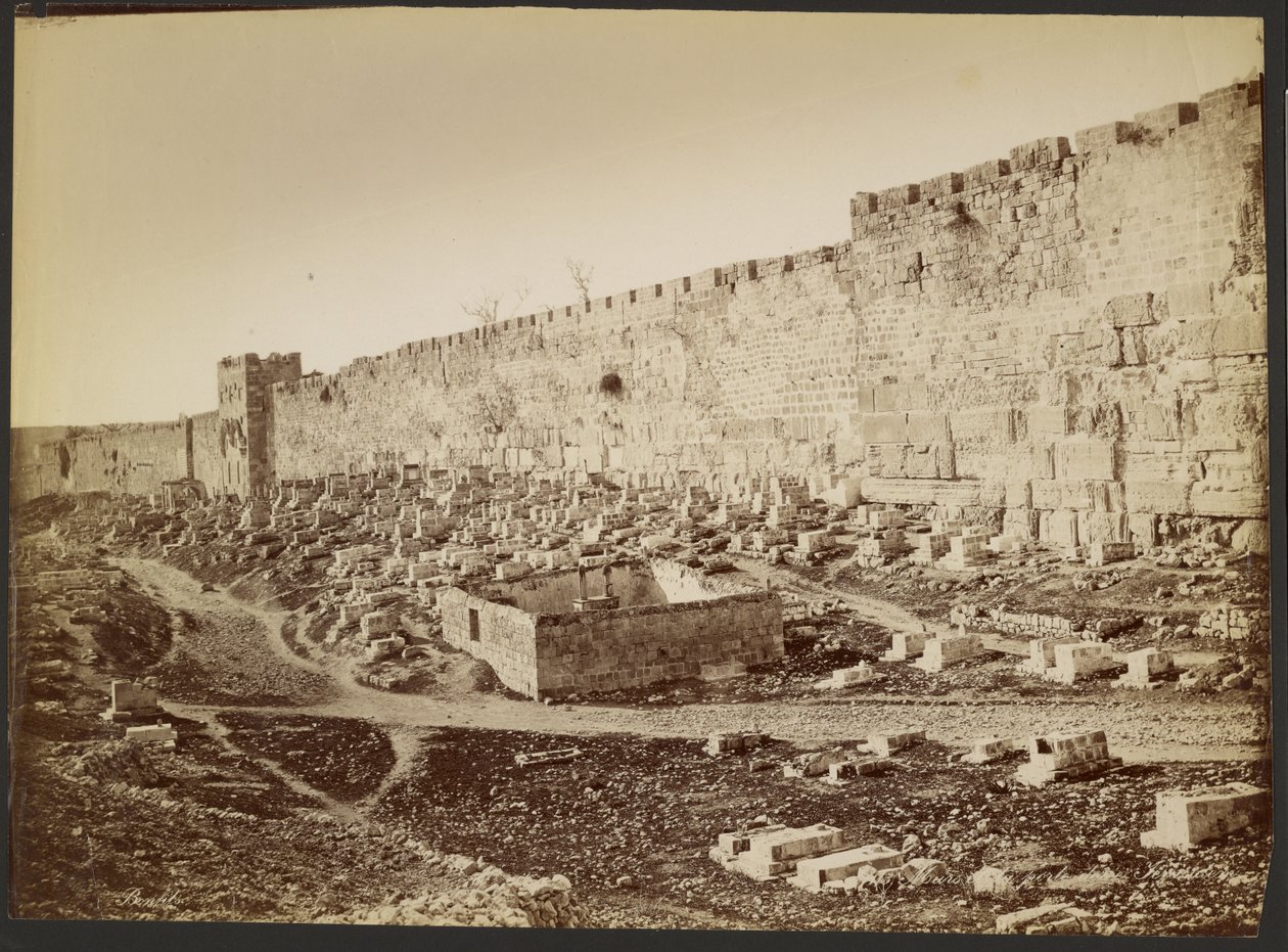 Mur og Den Gyldne Port, Jerusalem af Félix Bonfils