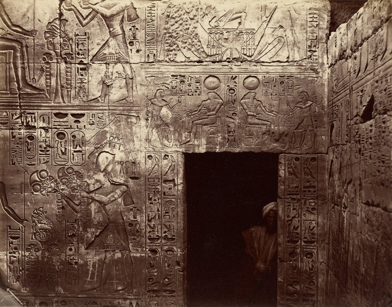 Relieffer i Amons tempel, Karnak af Félix Bonfils