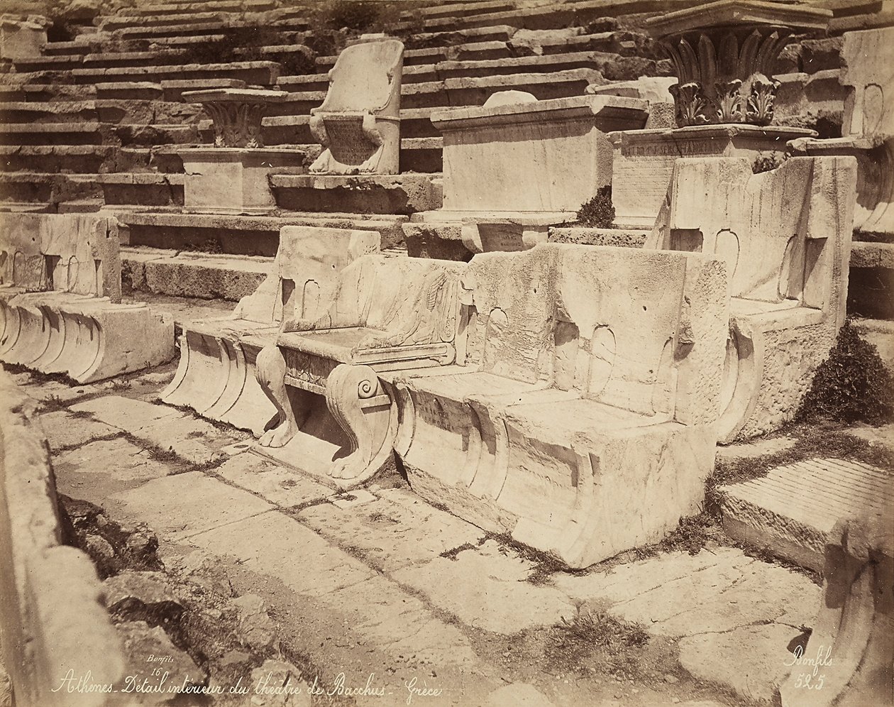 Pladser i Dionysos Teater, Athen af Félix Bonfils