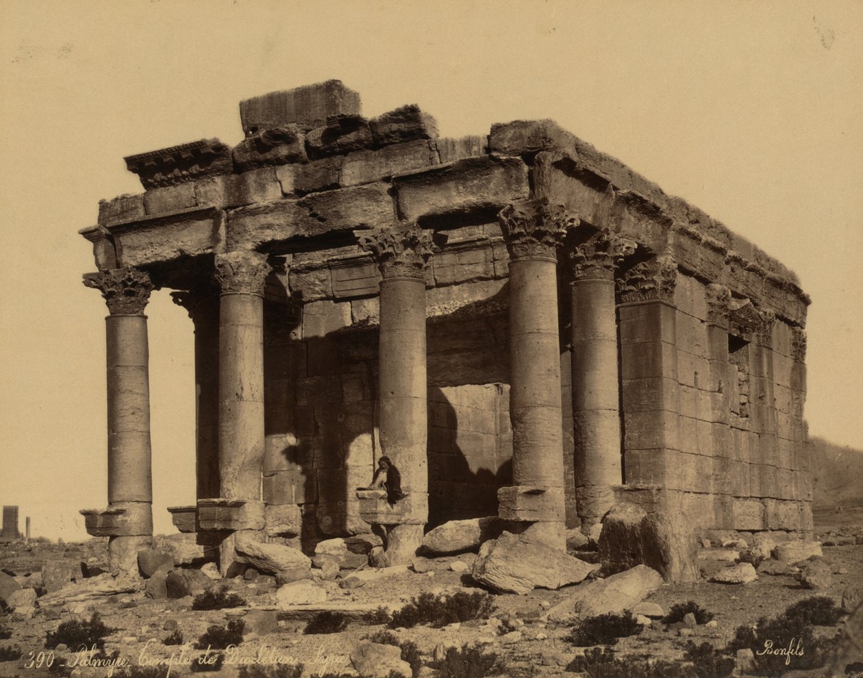 Bel eller Baal Shamins tempel, Palmyra, ca. 1875 (foto) af Félix Bonfils