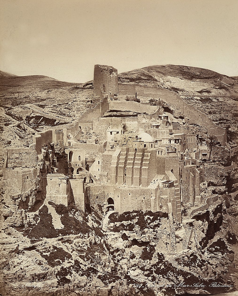 Udsigt over Mar Saba-klosteret i Israel af Félix Bonfils