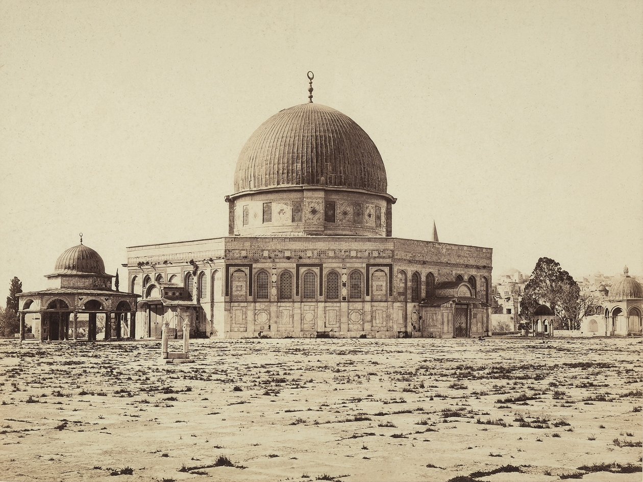 Udsigt over klippekuplen i Omar-moskeen, Jerusalem af Félix Bonfils