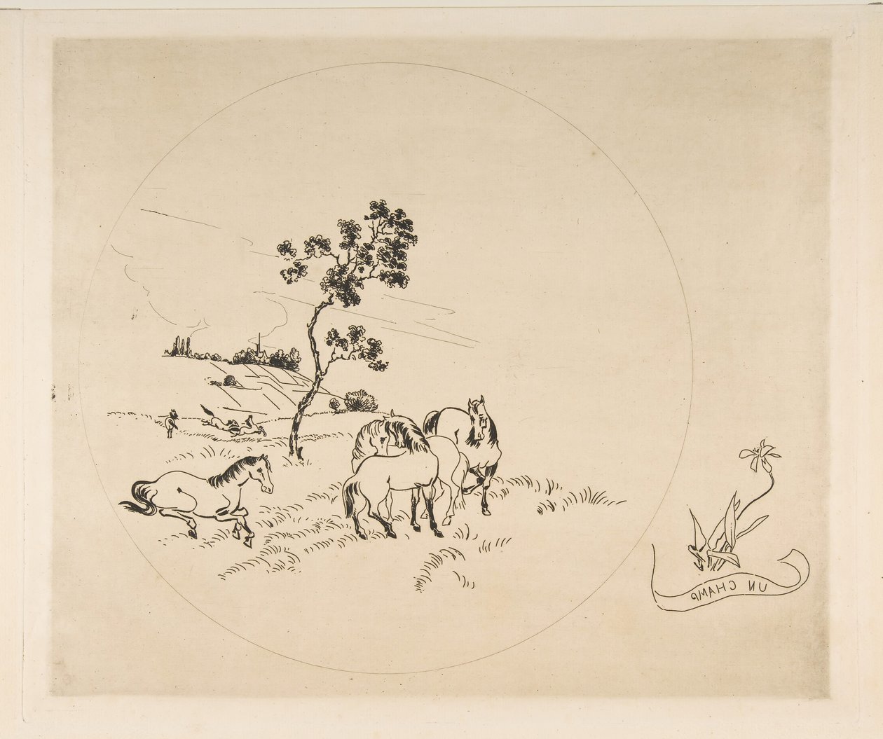 Dekoration til en plade: A Field, 1870. af Felix Bracquemond