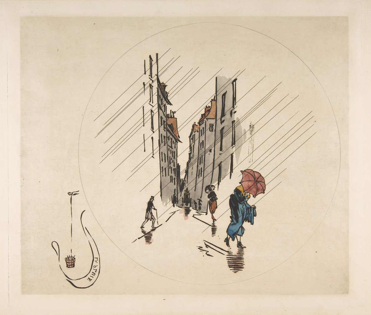 Dekoration til en tallerken: Regn, 1870. af Felix Bracquemond