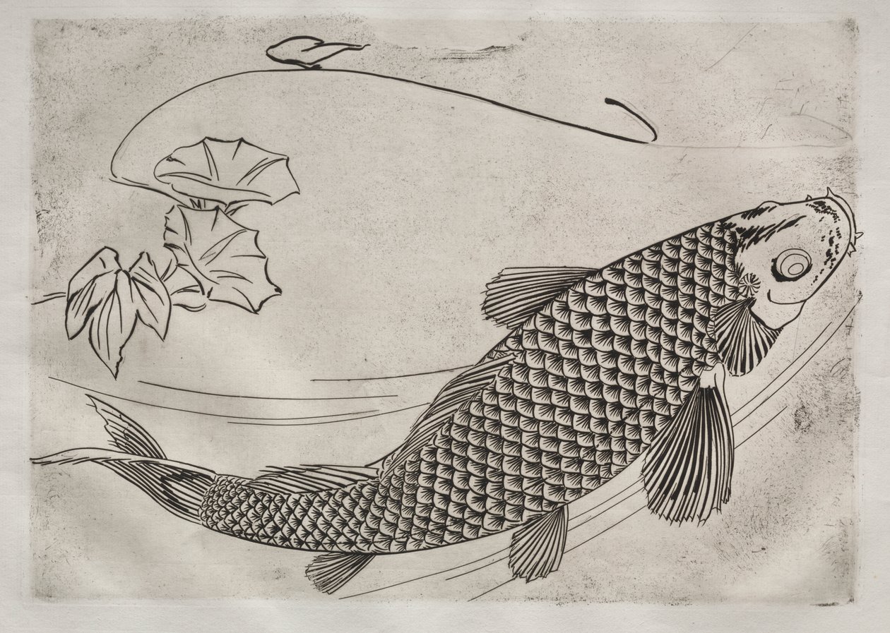 Middagsservice (Rousseau-service): Stor fisk i japansk stil (nr. 19) af Felix Bracquemond