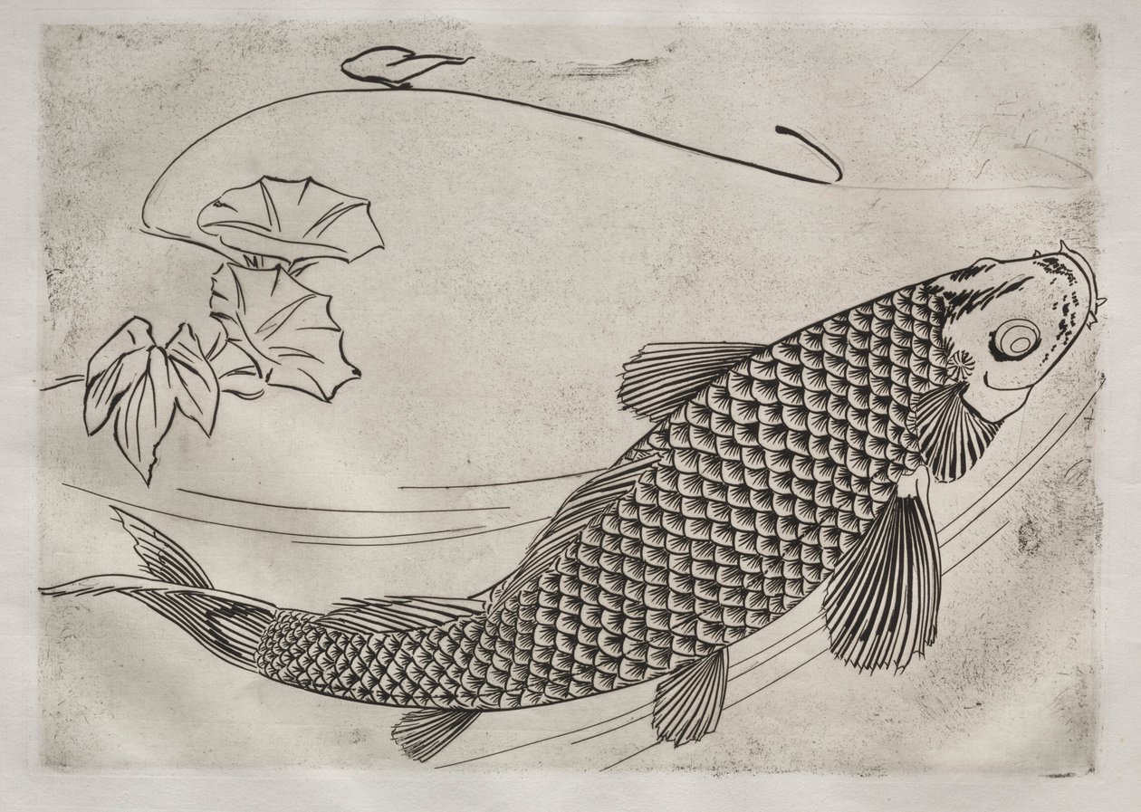 Middagsservice Rousseau-service: Stor fisk i japansk stil nr. 19, 1866. af Felix Bracquemond