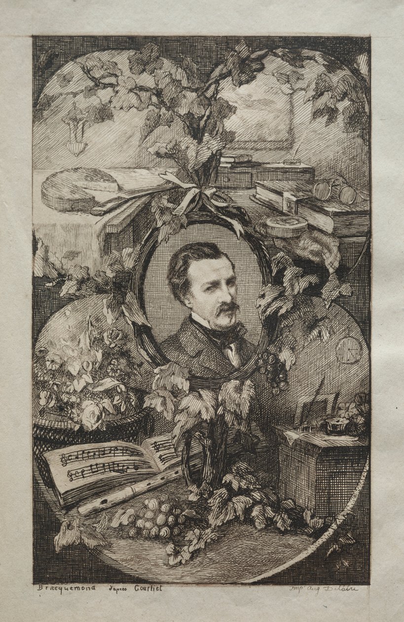 Frontispice for nye værker af Champfleury, The Friends of Nature: Portrait of Champfleury, 1859. af Felix Bracquemond