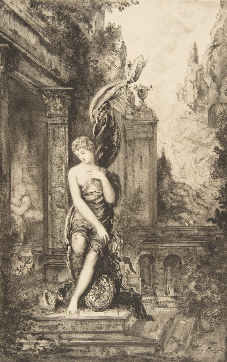 Manden der løber efter formuen og den der venter på den i sin seng, 1886. af Felix Bracquemond