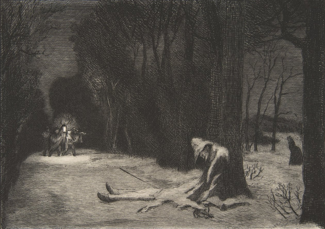 Matamores død, kaptajn Fracasse, 1864. af Felix Bracquemond
