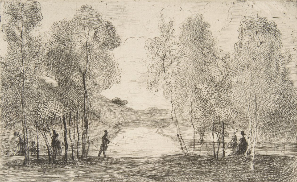 Bois de Boulogne-søen, omkring 1858. af Felix Bracquemond