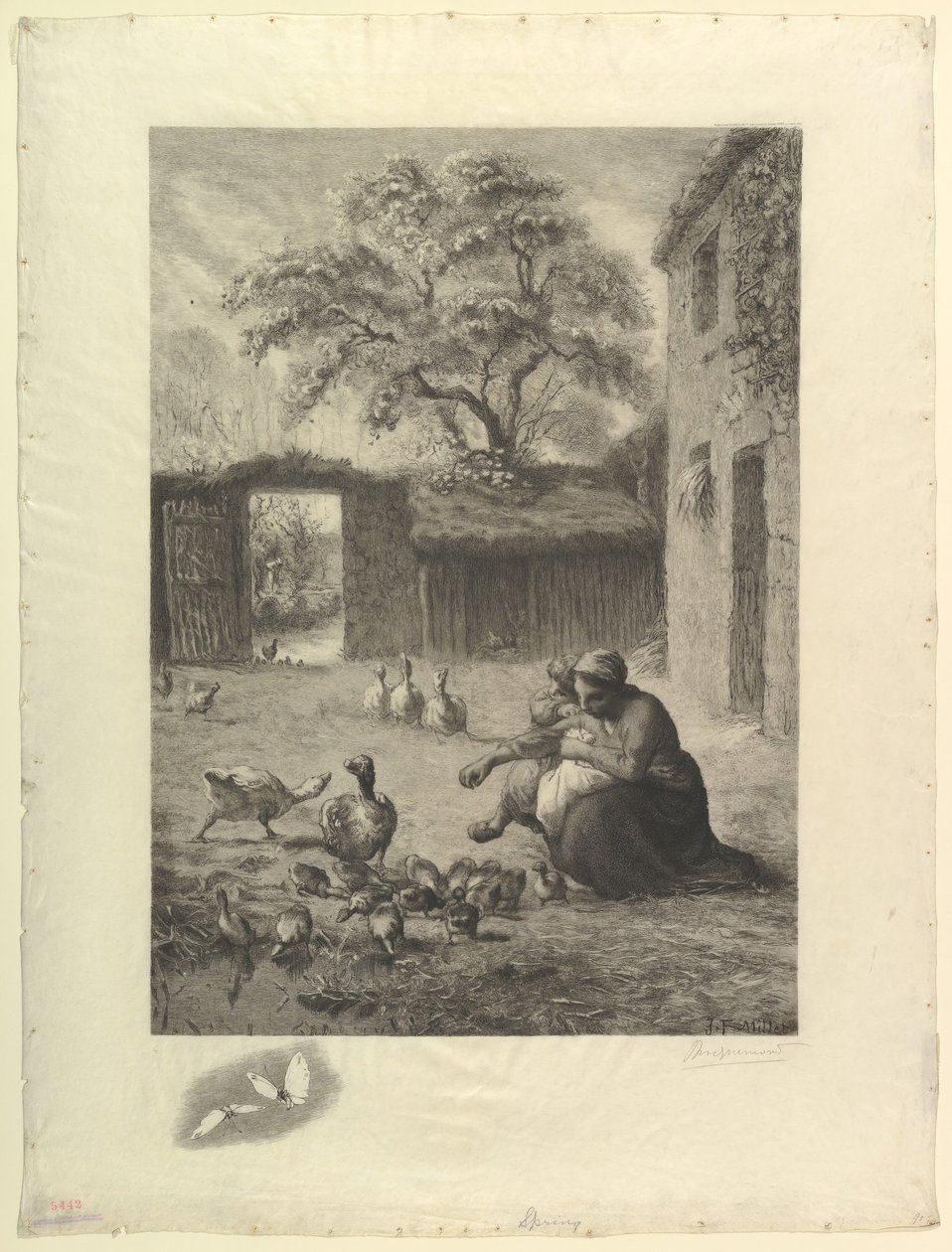 Forår, efter en pastel af Millet, 1888. af Felix Bracquemond