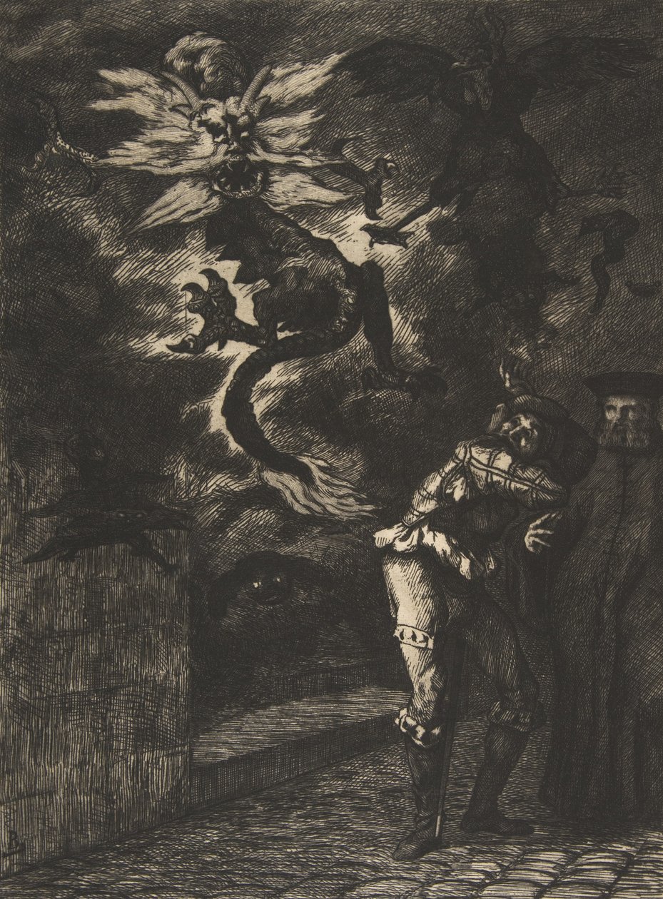 Panurge forlader Raminagrobis, 1854-55. af Felix Bracquemond