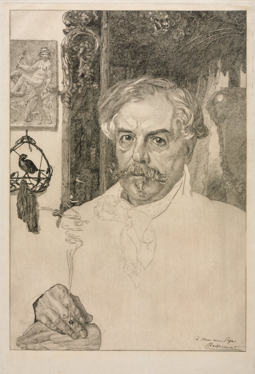 Portræt af Edmond de Goncourt af Felix Bracquemond